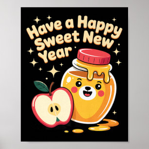 Rosh Hashanah Frohes Süßes Neues Jahr Honigbär Jüd Poster