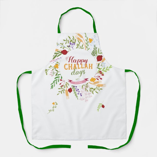 Rosh Hashanah Happy Challah Days Colorful Flora Schürze (Vorderseite)