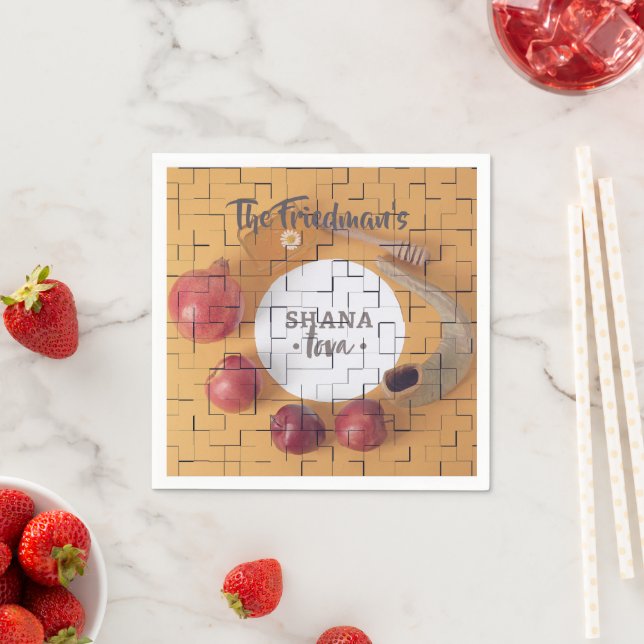 Rosh hashanah Holiday Hübsch Tile Jüdisches neues  Serviette (Beispiel)