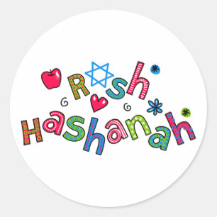 Rosh Hashanah Jüdische Neujahrsgrüße Runder Aufkleber