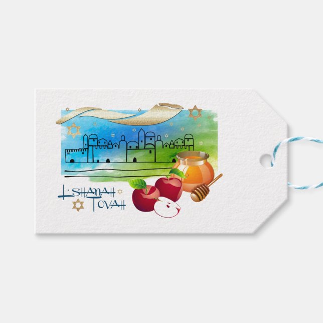 Rosh Hashanah Jüdisches Neujahr Geschenkanhänger (Vorderseite (Horizontal))
