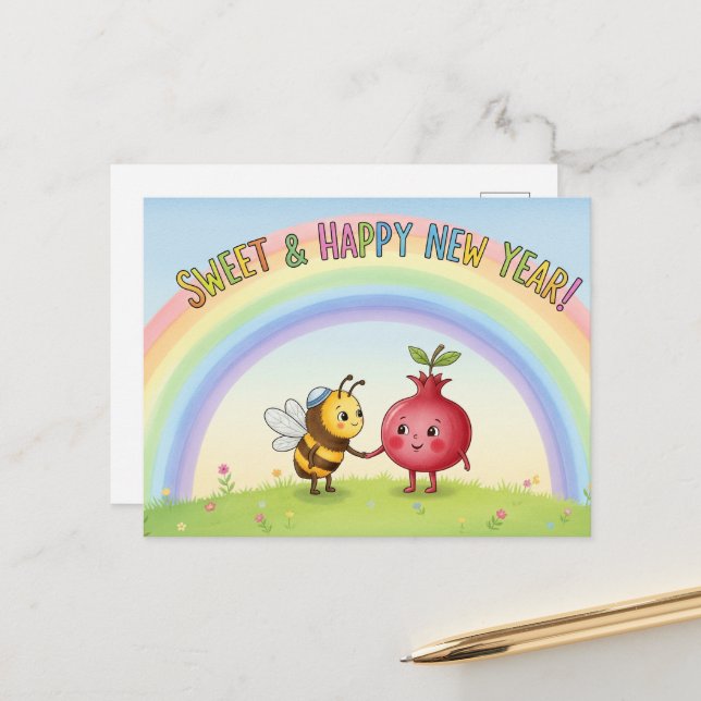 Rosh Hashanah Jüdisches Neujahr Postkarte (Vorderseite/Rückseite Beispiel)