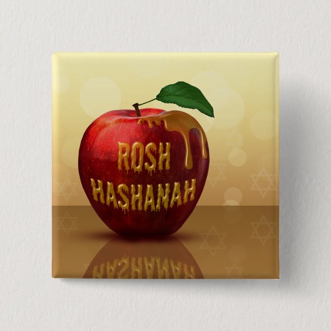 Rosh Hashanah Juwish New Year Honey Apple Button (Vorderseite)