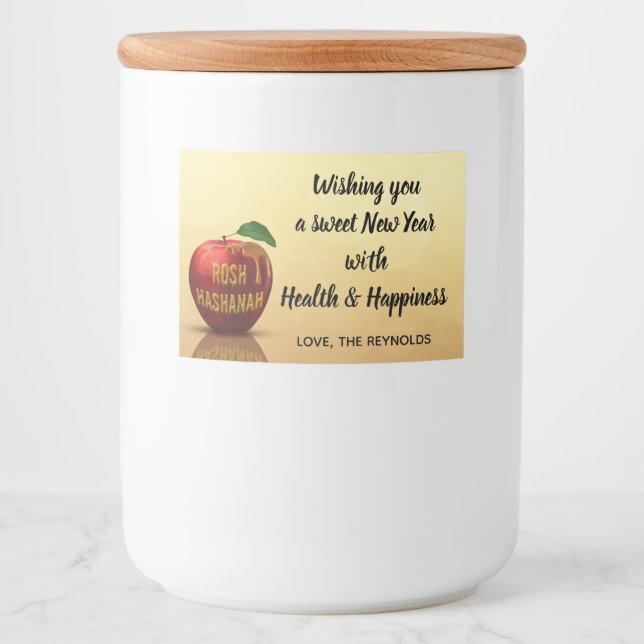 Rosh Hashanah Juwish New Year Honey Apple Lebensmitteletikett (Vorderseite)