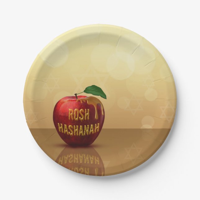 Rosh Hashanah Juwish New Year Honey Apple Pappteller (Vorderseite)