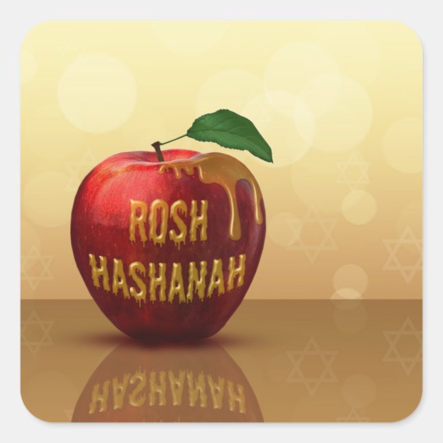 Rosh Hashanah Juwish New Year Honey Apple Quadratischer Aufkleber (Vorderseite)