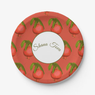 Rosh Hashanah Juwish New Year Sweet Pomegranate Pappteller