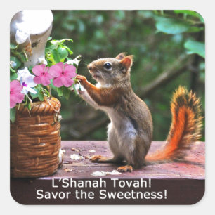 Rosh Hashanah kardiert Geschenke Quadratischer Aufkleber