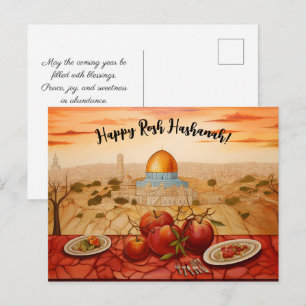 ✡️ Rosh Hashanah mit Kuppel aus Rock & Apfel Postkarte