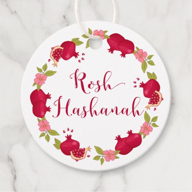 Rosh Hashanah Neues Jahr Granatapfel Blume Geschen Geschenkanhänger (Vorderseite)