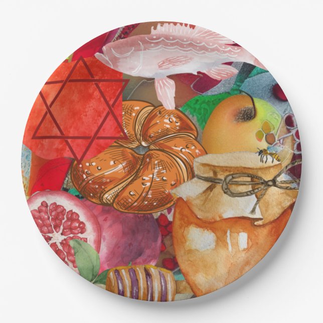 Rosh Hashanah Paper Tellers Pappteller (Vorderseite)