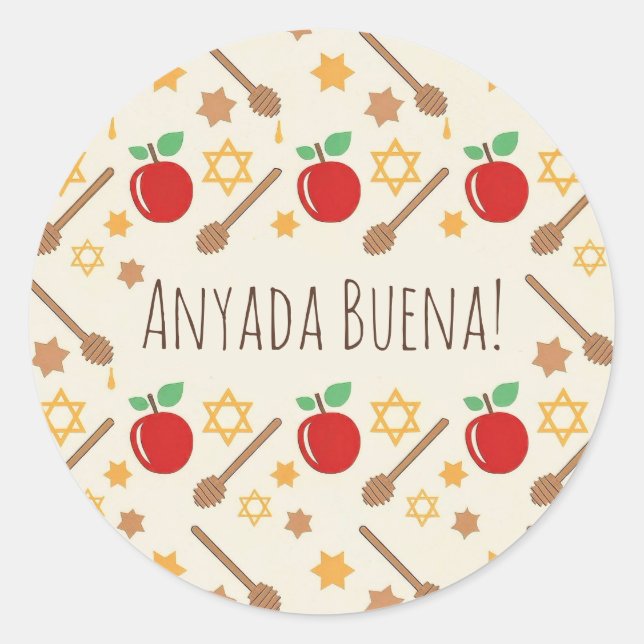 Rosh Hashanah Pattern Sticker mit Ladino (Vorderseite)