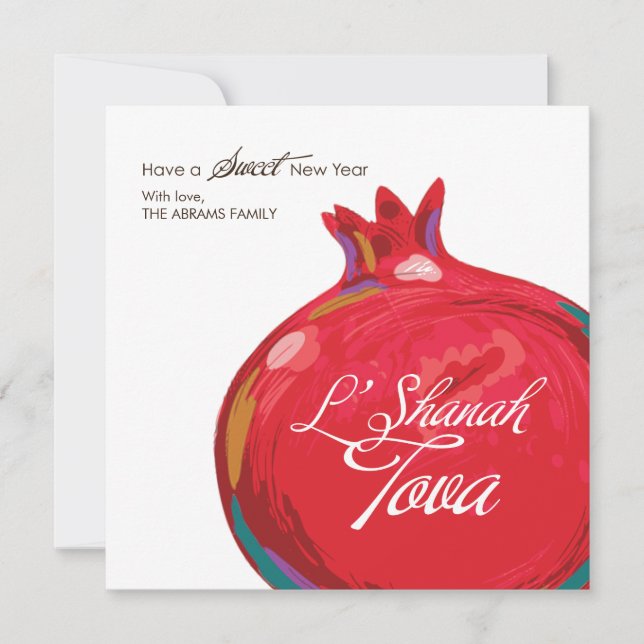 Rosh Hashanah Pomegranate Flat Card Feiertagskarte (Vorderseite)