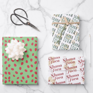 Rosh Hashanah Shana Tova Fun & Festive Style 3 Geschenkpapier Set