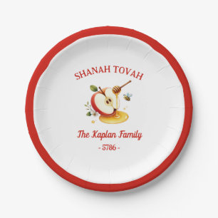 Rosh Hashanah Shanah Tovah Apple Honey Family Pappteller