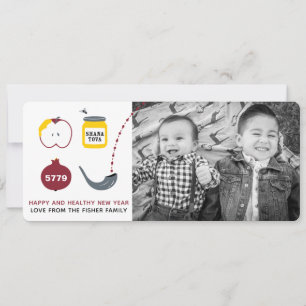 Rosh Hashanah Shofar Pommes Cartes photos - Rouge