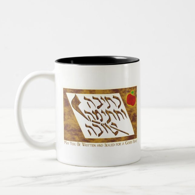 Rosh Hashanah Zweifarbige Tasse (Links)