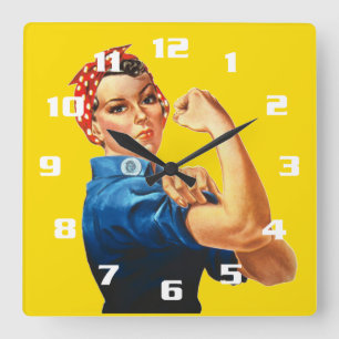 Rosie die Nieterin Quadratische Wanduhr