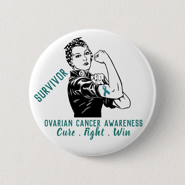 Rosie Fights Ovarialkrebs Survivor Button (Vorderseite)
