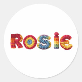 Rosie Name in lebendigem Crochet-Muster Runder Aufkleber