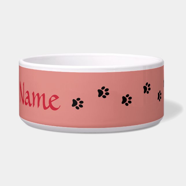 Rosie Pink Paw Print Personalisiert Pet Bowl Napf (Rechts)