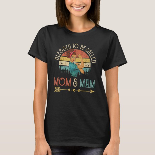 Rosie Retro, gesegnet als Mama & Mam T-Shirt (Vorderseite)