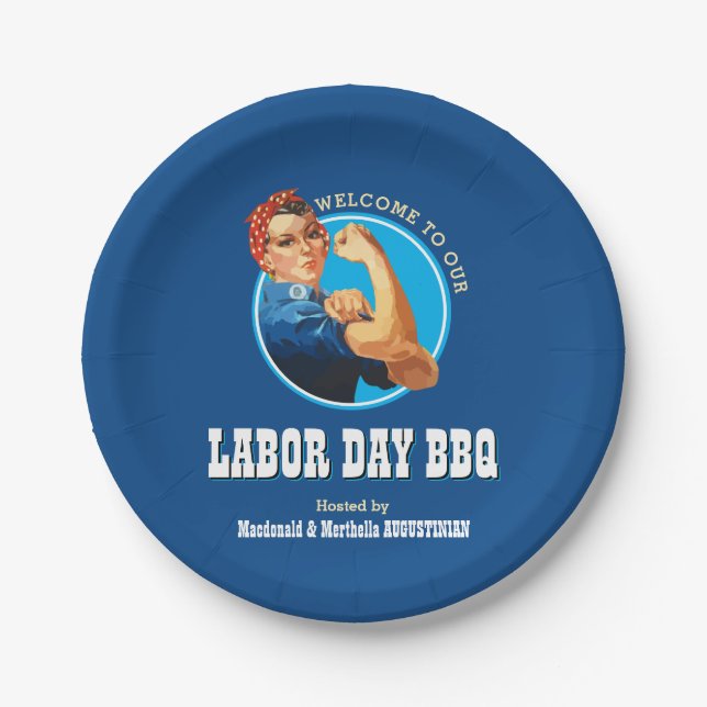 Rosie Riveter LABOR DAY GRILLEN Pappteller (Vorderseite)