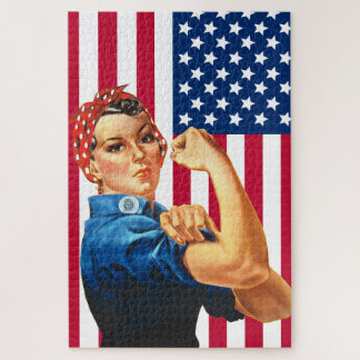 Rosie Riveter mit Flagge