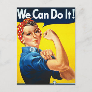 Rosie Riveter Vintage Propaganda Postkarte