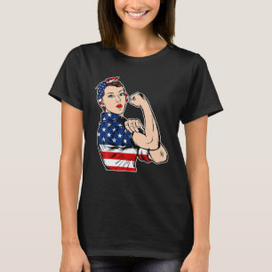 Rosie The Riveter Bandana Feminist USA Flag 4. T-Shirt