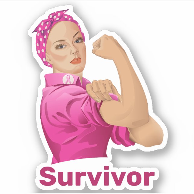 Rosie the Riveter Breast Cancer Awareness Aufkleber (Vorderseite)
