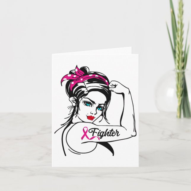Rosie The Riveter Breast Cancer Awareness Karte (Vorderseite)