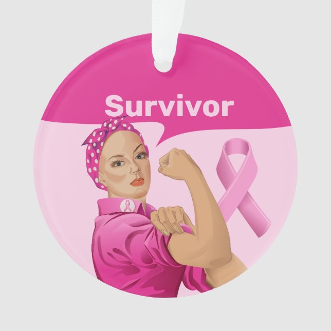 Rosie the Riveter Breast Cancer Awareness Ornament (Vorderseite)