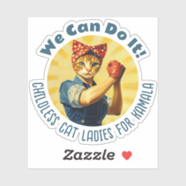 Rosie The Riveter Cat Ladys for Kamala Harris Aufkleber