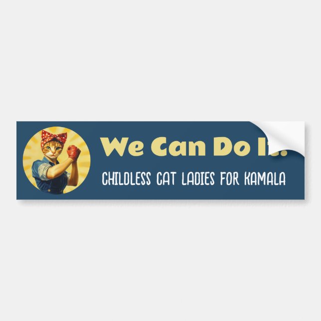 Rosie The Riveter Cat Ladys for Kamala Harris Autoaufkleber (Vorne)