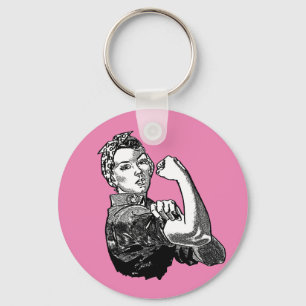Rosie-The-Riveter Feminist Line-Art Grafik Schlüsselanhänger