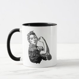 Rosie-The-Riveter Feminist Line-Art Grafik Tasse