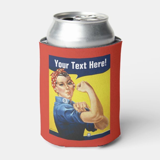 Rosie the Riveter fügen Text hinzu Dosenkühler (Kanne Vorderseite)