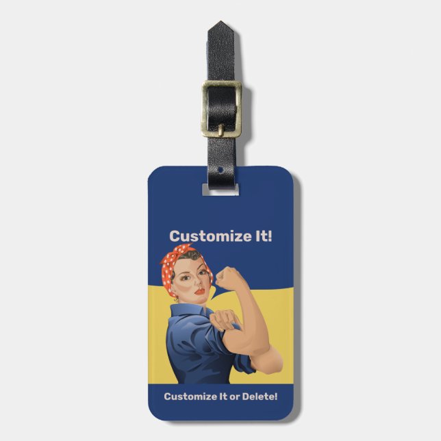 Rosie the Riveter Gepäckanhänger (Vorderseite vertikal)