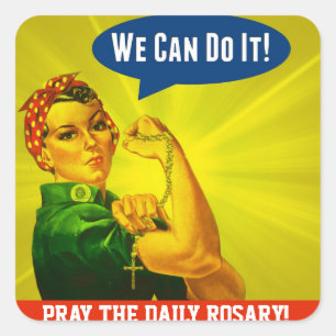 Rosie the Riveter Heiliger Rosenkranz Personalisie Quadratischer Aufkleber