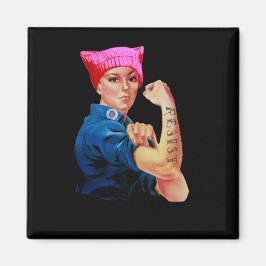 Rosie the Riveter in Pink Pussy Hat Magnet