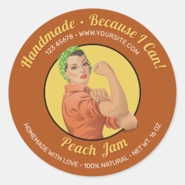 Rosie the Riveter Jar Lid Label Runder Aufkleber
