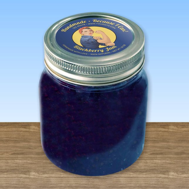 Rosie the Riveter Jar Lid Label Runder Aufkleber (Von Creator hochgeladen)