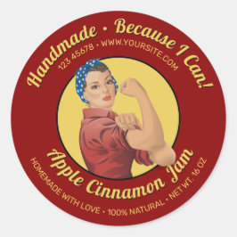 Rosie the Riveter Jar Lid Label Runder Aufkleber