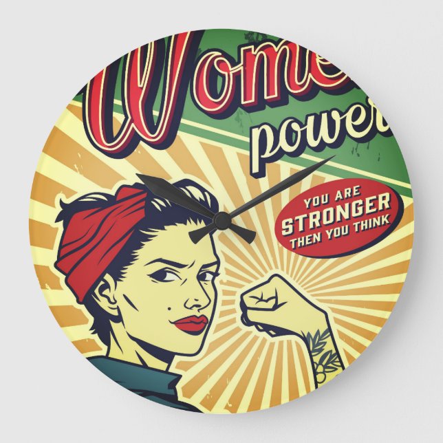 Rosie The Riveter Large Clock Große Wanduhr (Vorderseite)