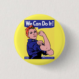 Rosie the Riveter Meet Roy Lichtenstein Pop Art Button
