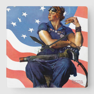 "Rosie the Riveter" Quadratische Wanduhr