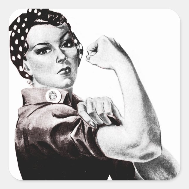 Rosie the Riveter Quadratischer Aufkleber (Vorderseite)