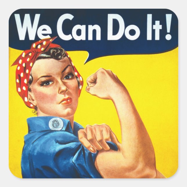 Rosie The Riveter Quadratischer Aufkleber (Vorderseite)