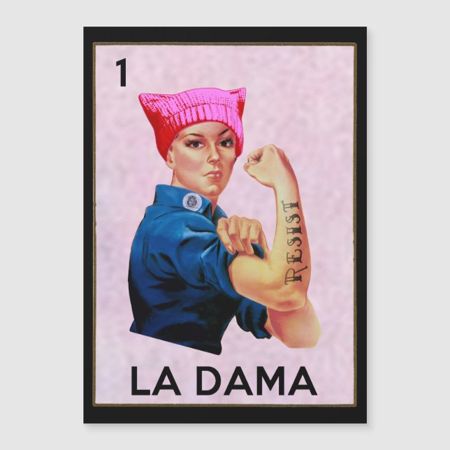 Rosie the Riveter Resistents La Dama Loteria Magnetkarte (Vorderseite)